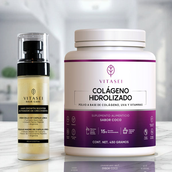 Colágeno Hidrolizado Sabor Coco + Activador Capilar con Células Madre