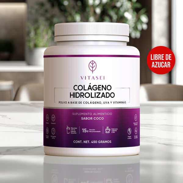 Colágeno Hidrolizado con Resveratrol, Vitamina C y E, Sin Azúcar, Sabor Coco