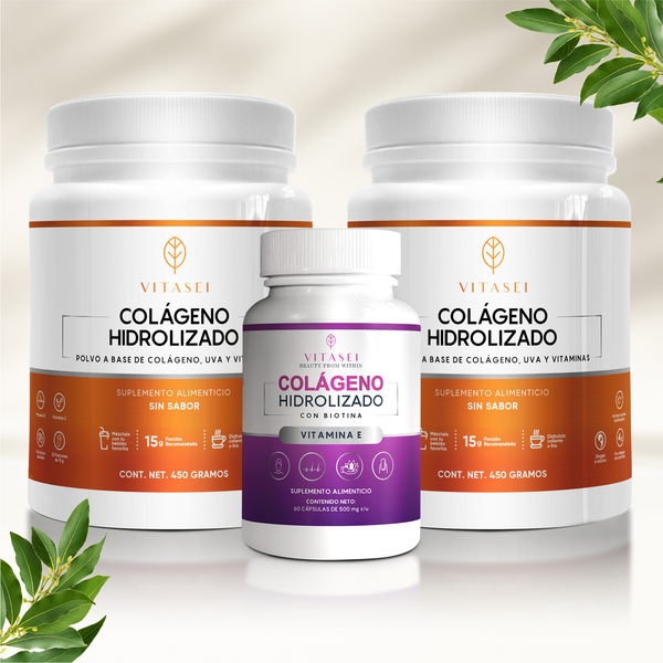 KIT 2 COLÁGENOS CON RESVERATROL SIN SABOR + PÉPTIDOS COLÁGENO CÁPSULAS