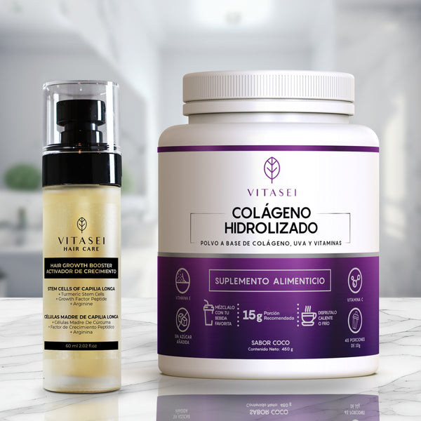 Colágeno Hidrolizado Sabor Coco + Activador Capilar con Células Madre